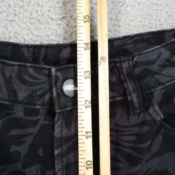 H&M No Fear Pants Womens 8 Black Wide Leg Loose Fit Twill All Over Print 29 x 31 - Picture 12 of 16